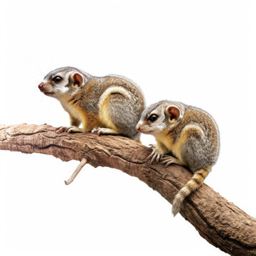 Two Fossas (Cryptoprocta ferox) on a tree branch