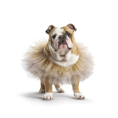 Obraz premium A Bulldog (Canis lupus familiaris) in a tutu