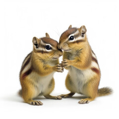 Naklejka na ściany i meble Two Chipmunks (Tamias striatus) stuffing their cheeks