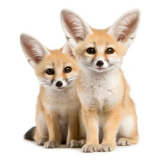 Obraz premium Two Fennec Foxes (Vulpes zerda) looking attentively
