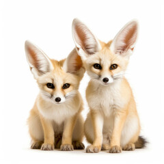 Obraz premium Two Fennec Foxes (Vulpes zerda) looking attentively