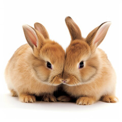 Two bunnies (Oryctolagus cuniculus) nuzzling each other