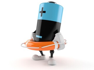 Battery character holding life buoy - 615680963
