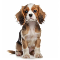 A full body shot of a captivating Cavalier King Charles Spaniel puppy (Canis lupus familiaris)