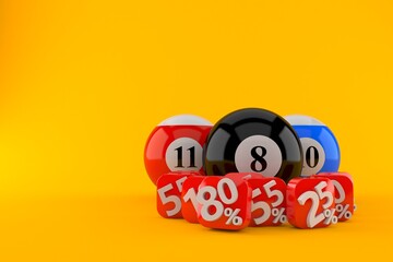 Obraz na płótnie Canvas Pool balls with percent symbols
