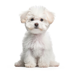 Obraz premium A full body shot of a charming Bichon Frise puppy (Canis lupus familiaris)
