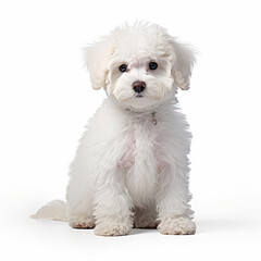 Obraz premium A full body shot of a charming Bichon Frise puppy (Canis lupus familiaris)