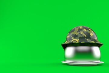 Catering dome with military helmet