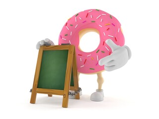 Donut character with chalk signboard