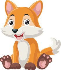 Cute little fox cartoon sitting