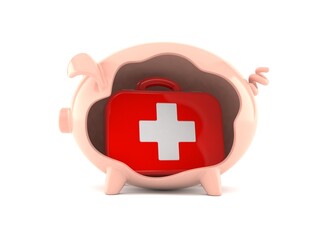 First aid kit inside piggy bank