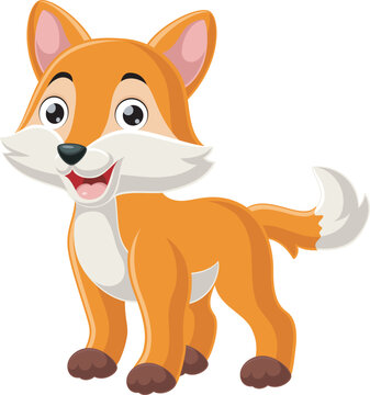 Cute little fox cartoon on white background