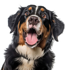 Bernese Mountain Dog (Canis lupus familiaris) with goofy expression