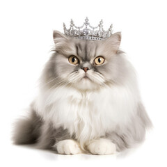 Fototapeta premium A Persian Cat (Felis catus) with a princess tiara