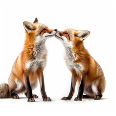 Fototapeta premium Red Foxes (Vulpes vulpes) in an engaging play