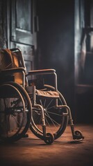 Wheelchair with stunning scenery. Generative AI