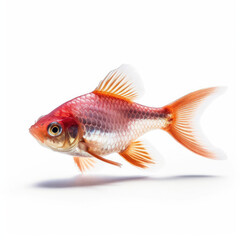 Fototapeta premium Cherry Barb fish (Puntius titteya) exploring bottom of aquarium
