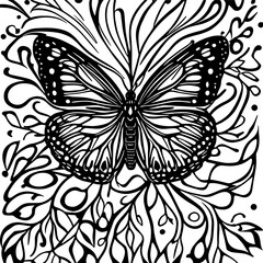 Exotic butterfly design with abstract nature ornaments