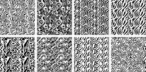 Set of Batik pattern designs. Abstract traditional motifs for fabric