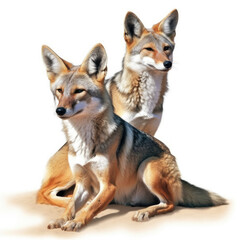 Fototapeta premium Two Jackals (Canis mesomelas) in the desert