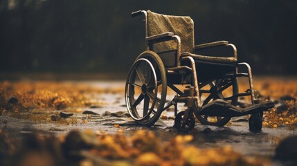 Fototapeta na wymiar Wheelchair with stunning scenery. Generative AI