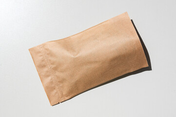 Kraft doy-pack paper bag with zip lock metallized. Space for text, advertising, logo