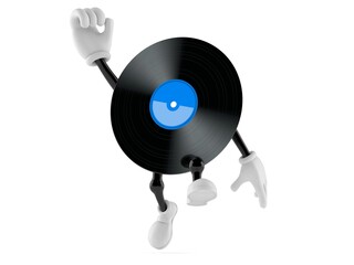 Vinyl character jumping in joy