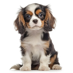 A full body shot of an irresistible Cavalier King Charles Spaniel puppy (Canis lupus familiaris)