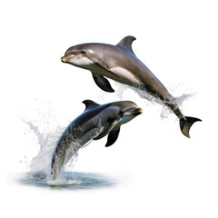 Obraz na płótnie Canvas Two Porpoises (Phocoena phocoena) leaping out of water