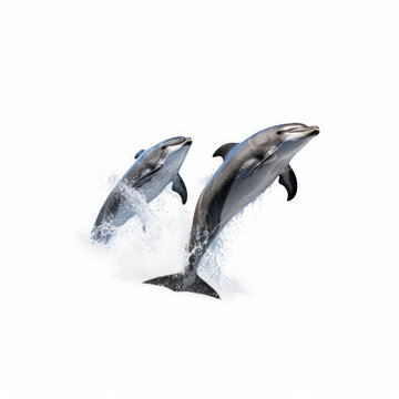 Two Porpoises (Phocoena phocoena) leaping out of water