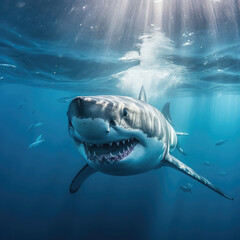 Fototapeta premium A Great White Shark (Carcharodon carcharias) underwater