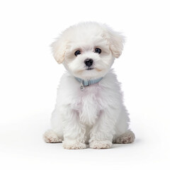 Obraz premium A full body shot of an enchanting Bichon Frise puppy (Canis lupus familiaris)