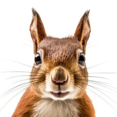 Closeup of a Red Squirrel's (Sciurus vulgaris) face