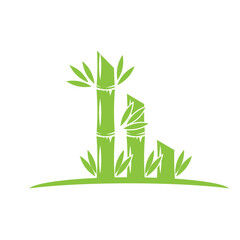 Naklejka premium Bamboo with green leaf logo ilustration vector template