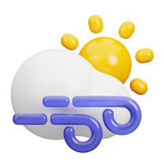 3D Sun and windy. Weather icons for forecast design application and web. 3d render illustration.