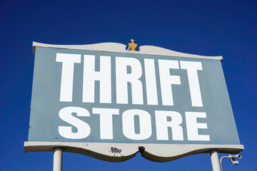 Fototapeta premium Aged and worn thrift store sign