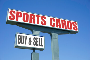 Sports cards buy and sell sign
