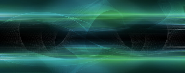Fototapeta na wymiar Abstract background blurred blue green rays light and halftone on black with the gradient texture lines effect motion design pattern graphic.