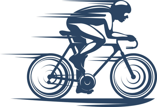 recommend clip art: Cycling sport icon, bike racer silhouette or cyclist, bicycle sport team vector sign. Cycling sport tour of bike racing competition emblem with cyclist silhouette in helmet riding in speed line