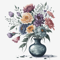Vector illustration of a vase of flowers