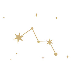 star element, sun and constellations, moons and stars gold decorative ornament