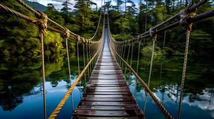 Fototapeta premium suspension bridge over the river