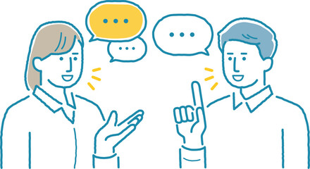 会話をする若い男女