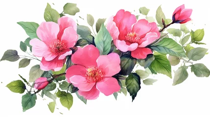 Meubelstickers Watercolor floral illustration. pink flowers. Generative Ai.  © PETR BABKIN