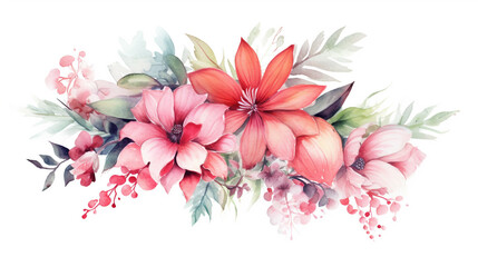 Naklejka premium Watercolor floral illustration. bouquet of flowers. Generative Ai. 