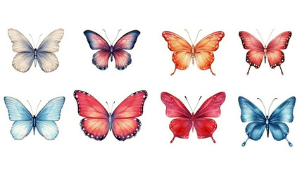 set of butterflies isolated. Generative Ai. 