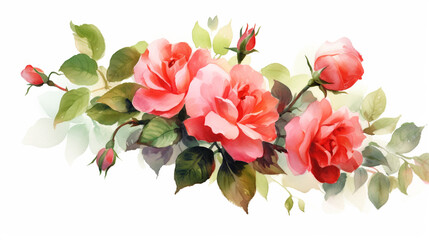Fototapeta na wymiar Watercolor floral illustration. bouquet of roses. Generative Ai. 