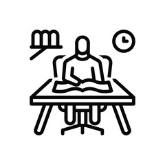 Black line icon for studies 