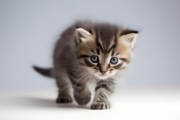 Obraz premium tabby kitten stalking studio shot