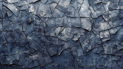 texture of old dirty cracked wall painted blue color. Generative Ai. 